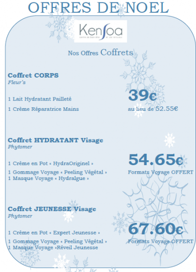 Nos offres COFFRETS de produits Phytomer et Fleur's à Montpellier, idée de cadeaux de qualité en 2018